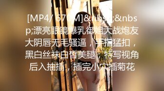 [MP4/ 670M]&nbsp;&nbsp;漂亮眼镜爆乳御姐大战炮友大阴唇无毛骚逼，手指猛扣，黑白丝袜白皙美腿，特写视角后入抽插，插完小穴插菊花