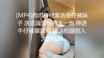 [MP4]肉肉身材紫衣牛仔裤妹子 洗完澡加钟再来一炮 伸进牛仔裤摸屁股 舔逼抬腿侧入大力猛操