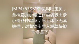 [MP4/638MB] 尖叫吧宝贝，全程露脸小骚逼在酒店被土豪小哥各种爆草，床上床下无套抽插，对着镜头后入爆草快被干懵逼了