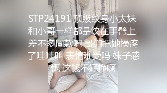 STP24191 顶级纹身小太妹 和小哥一样都是纹在手臂上 差不多同款啊 哥们把她操疼了哇哇叫 表情难受吗 妹子感慨 这钱不好挣啊